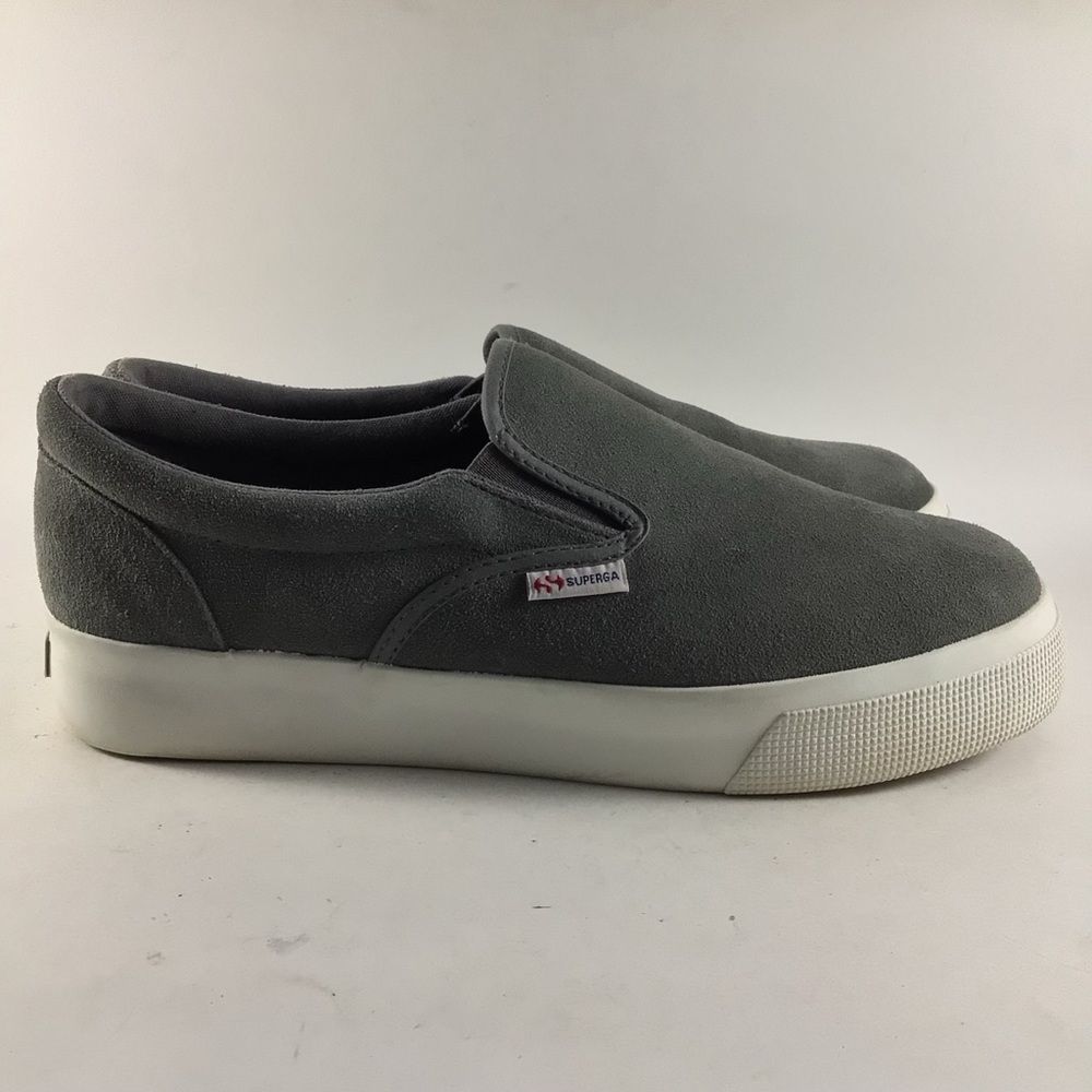 Superga 2306 womens shoes slip on platform sneakers suede leather gray size 10